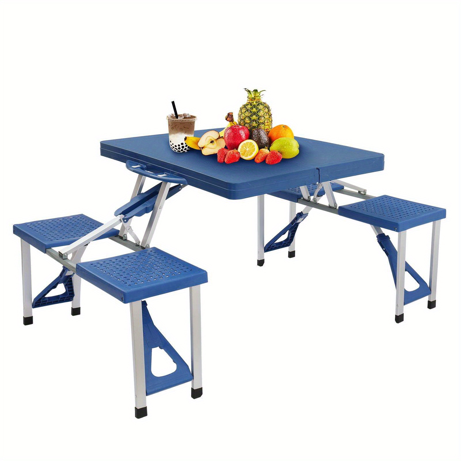 

Folding Picnic Table With 4-person Chair Seats, Foldable Camping Table, Aluminium Alloy