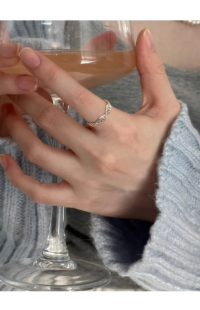 DNA Helix Ring Women'S Fashion Temperament Niche Design Sense Individual Open Adjustable Index Finger Ring Trendy