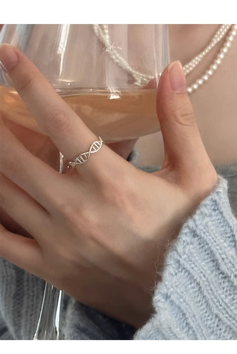 DNA Helix Ring Women'S Fashion Temperament Niche Design Sense Individual Open Adjustable Index Finger Ring Trendy