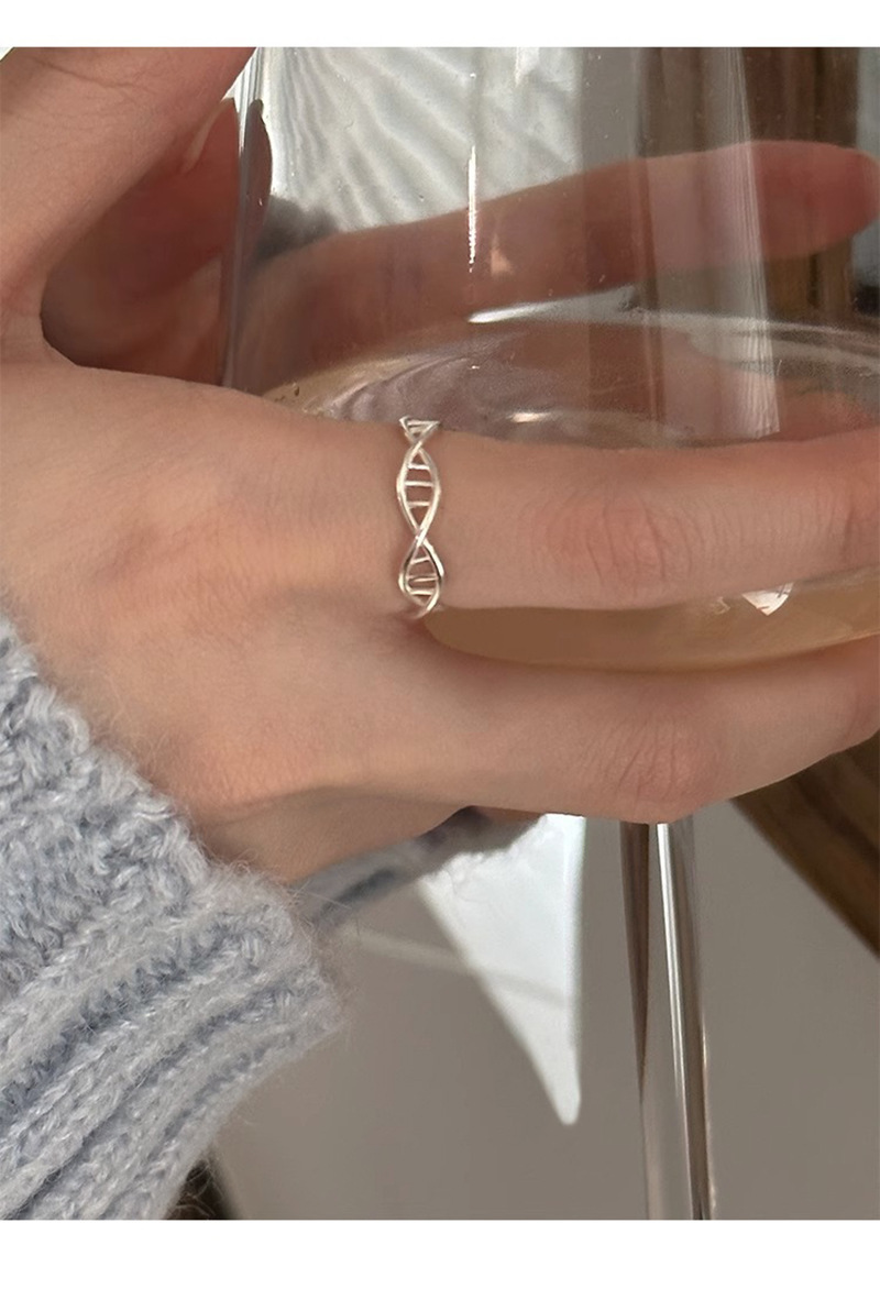 DNA Helix Ring Women'S Fashion Temperament Niche Design Sense Individual Open Adjustable Index Finger Ring Trendy