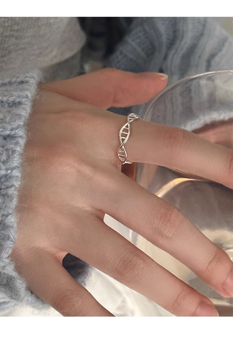 DNA Helix Ring Women'S Fashion Temperament Niche Design Sense Individual Open Adjustable Index Finger Ring Trendy