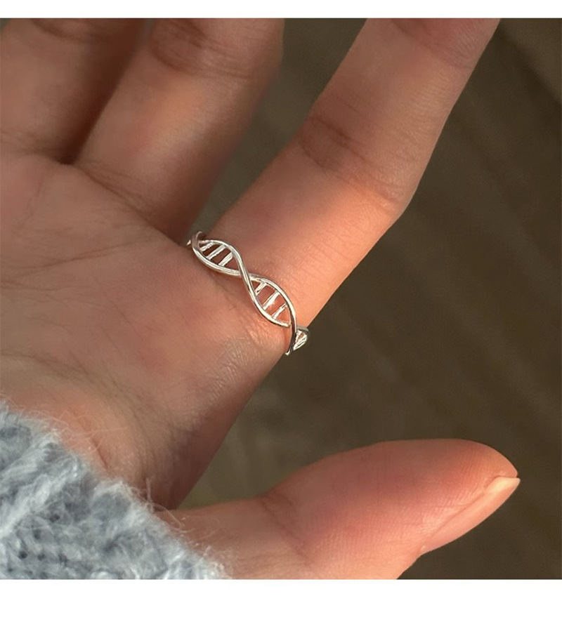 DNA Helix Ring Women'S Fashion Temperament Niche Design Sense Individual Open Adjustable Index Finger Ring Trendy