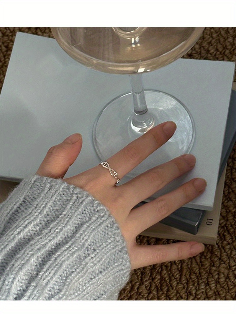DNA Helix Ring Women'S Fashion Temperament Niche Design Sense Individual Open Adjustable Index Finger Ring Trendy