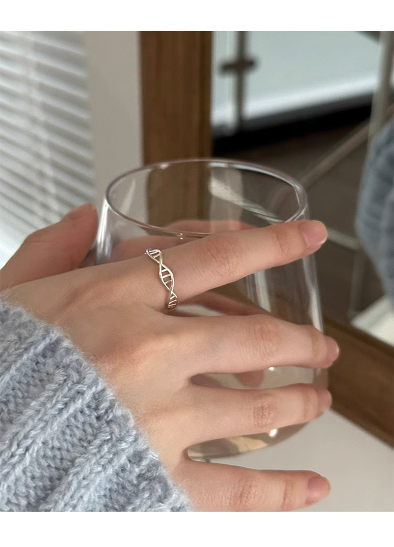 DNA Helix Ring Women'S Fashion Temperament Niche Design Sense Individual Open Adjustable Index Finger Ring Trendy