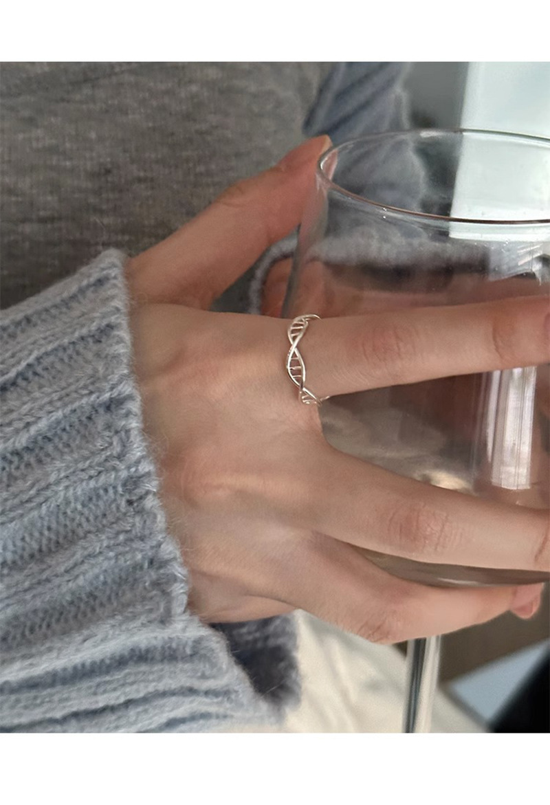 DNA Helix Ring Women'S Fashion Temperament Niche Design Sense Individual Open Adjustable Index Finger Ring Trendy