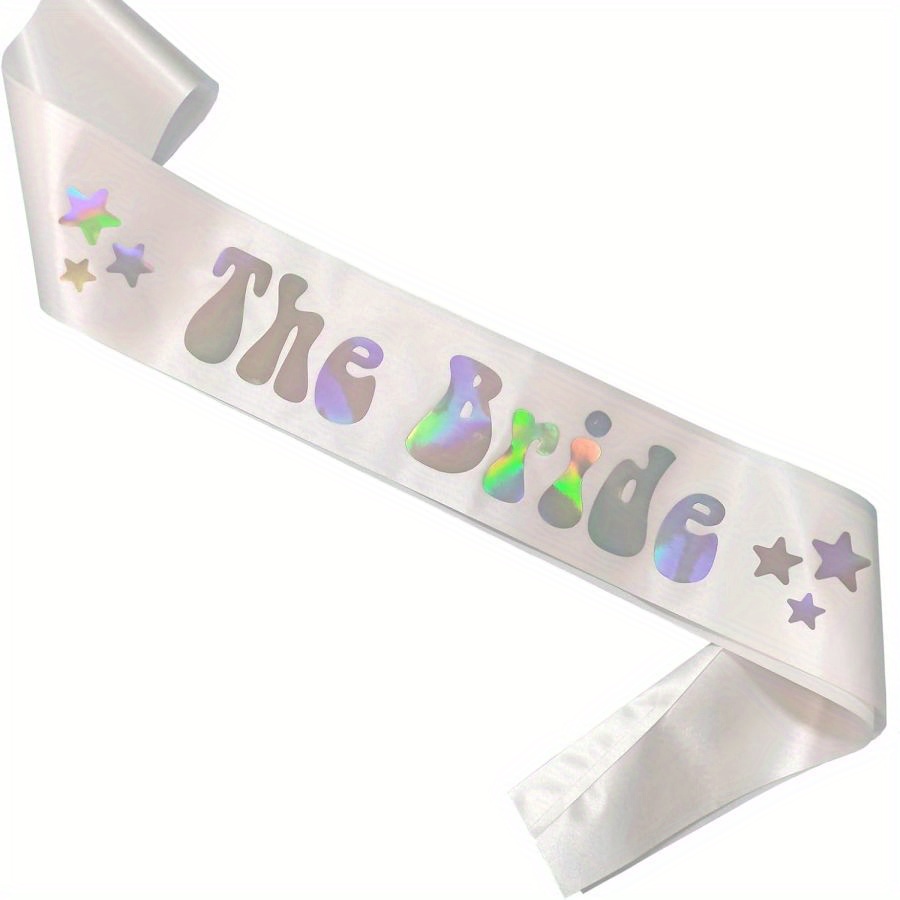 Image of 1pc/4pcs Garden The Bride Iridescent Sash Ribbon, 70s Retro Hippie Disco Themed Bachelorette Bridal Shower Engagement Party Decor, , Future Wifey, , Future Mrs Sash Party Decorations, Ideas, Gifts
