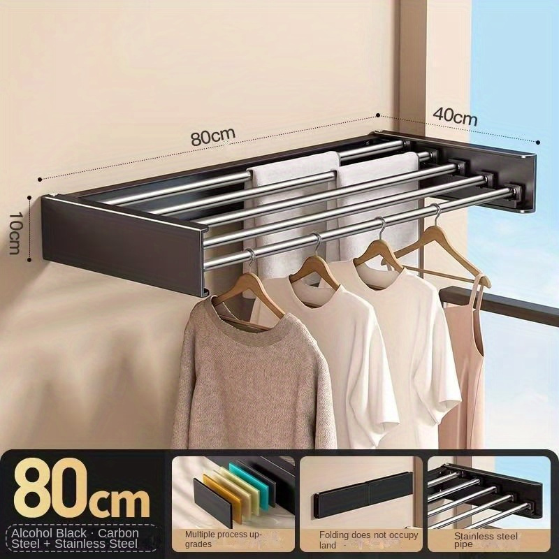 wall mount laundry drying rack collapsible stainless steel Temu