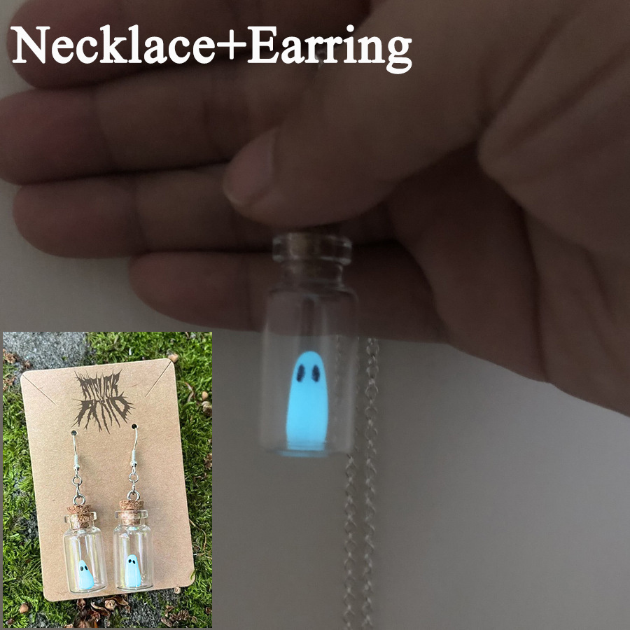 Set De Bijoux Phosphorescents (collier + Boucles D'oreilles) - Brillent Dans Le Noir - Marque Benaldo Rivaldi