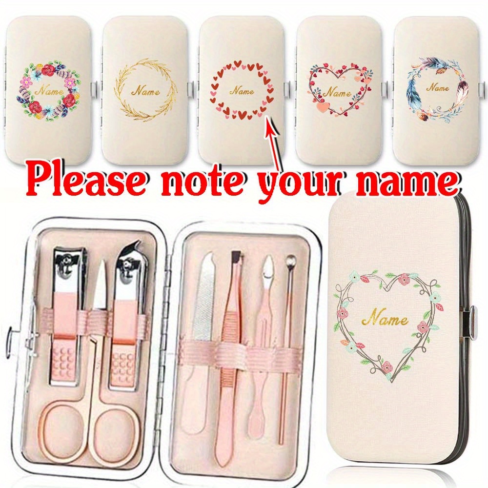 

7pcs Set Personalized - Manicure & Organizer , , Includes Steel For Fingernails & Toenails