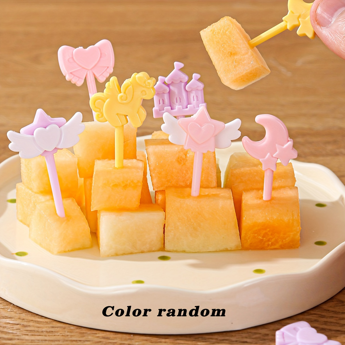 

10pcs Cute Cartoon Fruit Picks Set - Plastic Dessert Skewers For Parties & Home Use