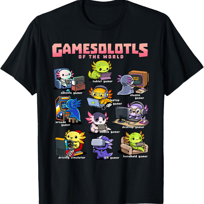 

Gamesolotls Of The World - Diverse Gamer Axolotl Collection T-shirt