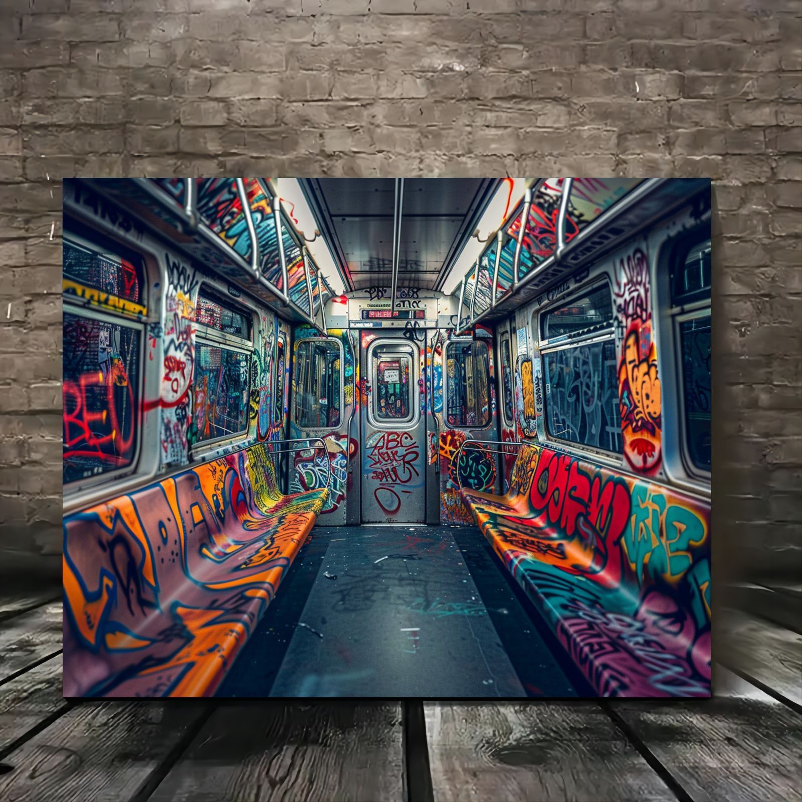 

Vibrant Graffiti Car Canvas Art - Wooden , Urban Wall Decor For Living Room, Parties & Holidays, 11.8x15.7 Inches