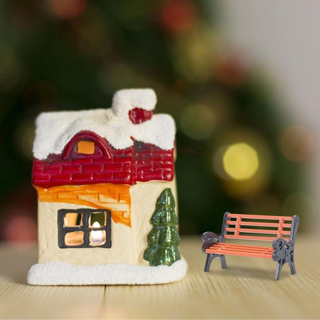 10 Pcs Plastic Miniature Set for Fairy Garden Street Bench Chair  Ornaments, Dollhouse Playhouse Furniture Sewin