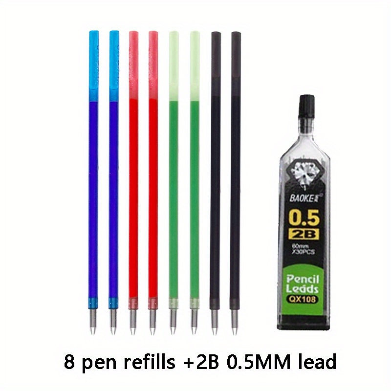 Five-in-one Erasable Pen With Black, Blue, Red, And Green Pen Cores, 0.5 Automatic Pencil, Color Pen, Press Erasable Pen, Multifunctional Pen, Sketching, Painting, Writing, Office Supplies
