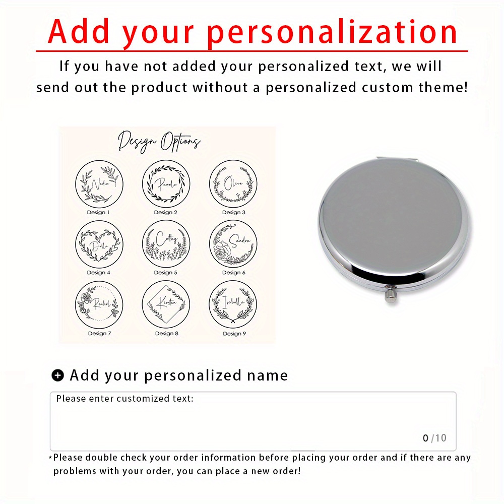 TEMU [customization] 1pc Personalized Custom Makeup Mirrors, Bridal Gifts, Bridal Shower Gifts, Custom Gifts For Bridesmaids, Engraved Keepsake