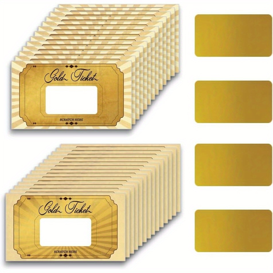 E-shop 120 Stück goldene Abkratzkarten-Sticker, leere Geschenkgutscheine, Coupon-Karten für kleine Unternehmen und Feiertags-Partyzubehör