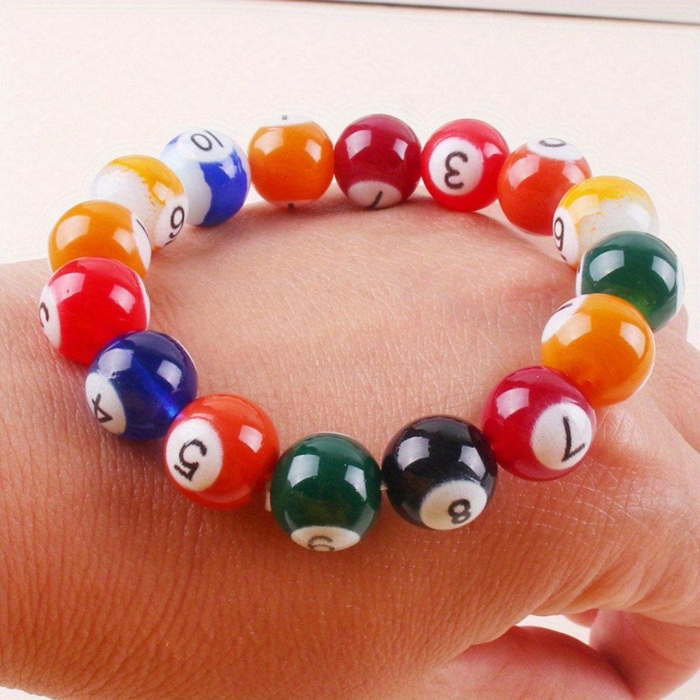 

1pc Bohemian Billiards Bead Bracelet, Unisex Fashionable Glass Dome Jewelry, Suitable For , Gift , And All