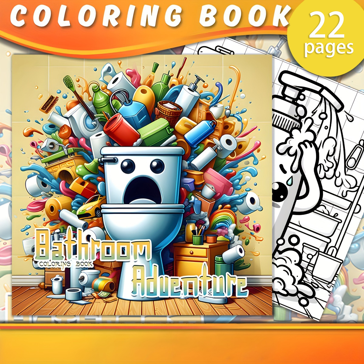 

Deluxe Bathroom Coloring Book - 22 Pages, Unique Cover & Intricate Design | Relax For Teens & Adults | Perfect Gift For Valentine's, Christmas, , New Year & More