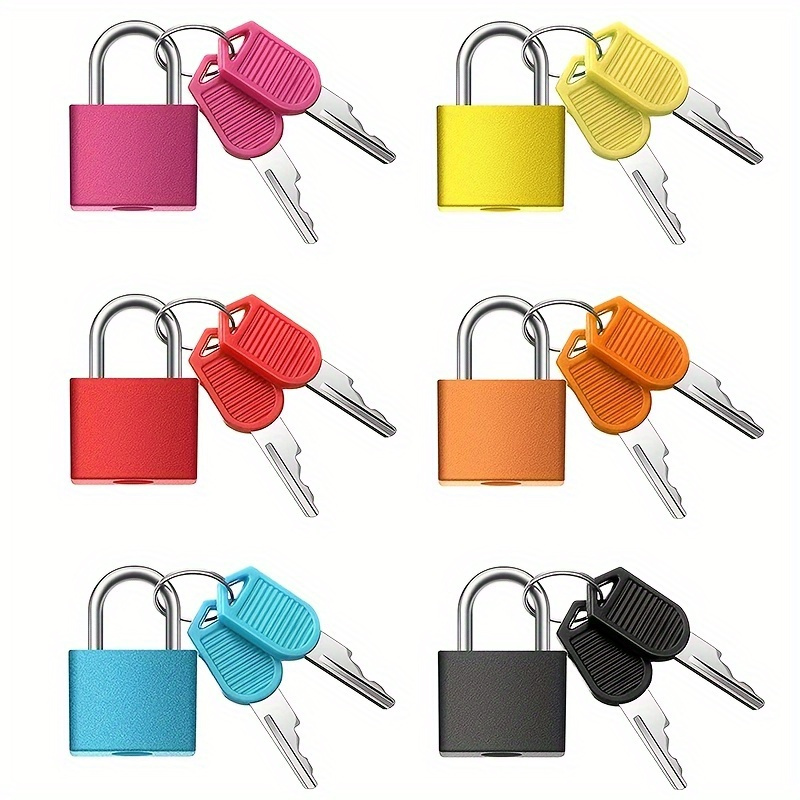 multipack 2pcs set of durable metal padlocks portable small colorful plastic luggage locks with keys small multicolor   locks for luggage gym school security ideal for luggage school lockers gym bags storage cabinets random color