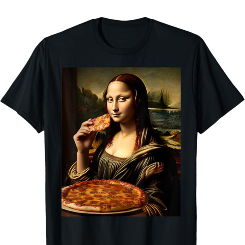 

Funny Mona Lisa Print, Men's Cotton T-shirt, Graphic Tee Men's Outdoor Clothes, Men's Clothing, Casual Short Sleeve Crew Neck T-shirt