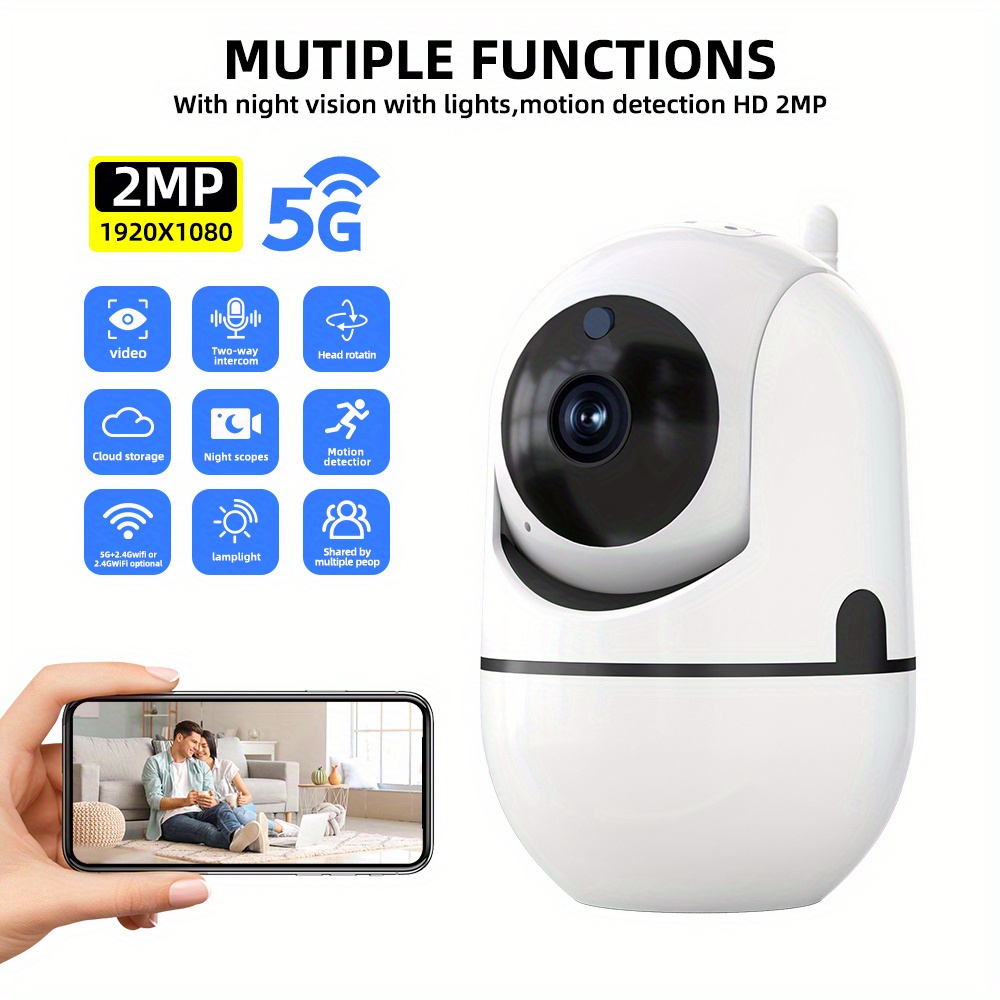 smart indoor security camera with night vision 3mp ptz wifi 5ghz 2 4ghz usb powered compatible with smartphones details 1