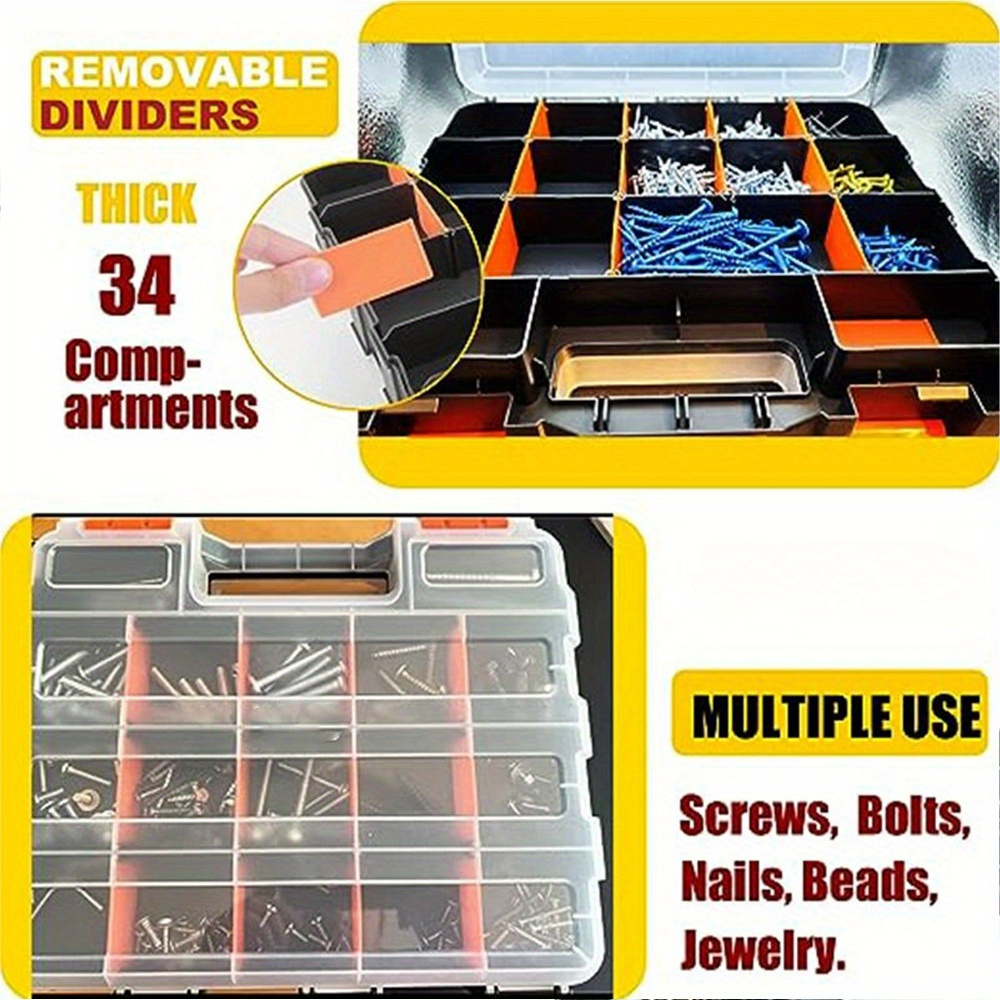 

Organisateur d'outils à 34 compartiments amovibles, multi- pour vis, clous, bijoux, accessoire de boîte à outils à main industriel, en plastique, batterie, , pré-assemblé