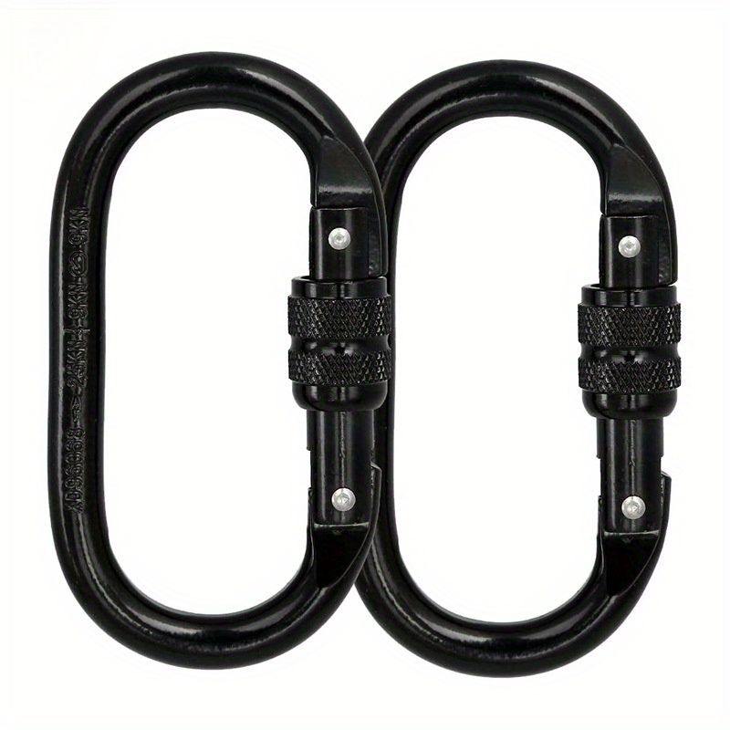 

2pcs Heavy-duty Black 25kn Locking , Steel Alloy With Textured Grip - Ideal For Climbing, Yoga Hammocks & Keychain Accessories