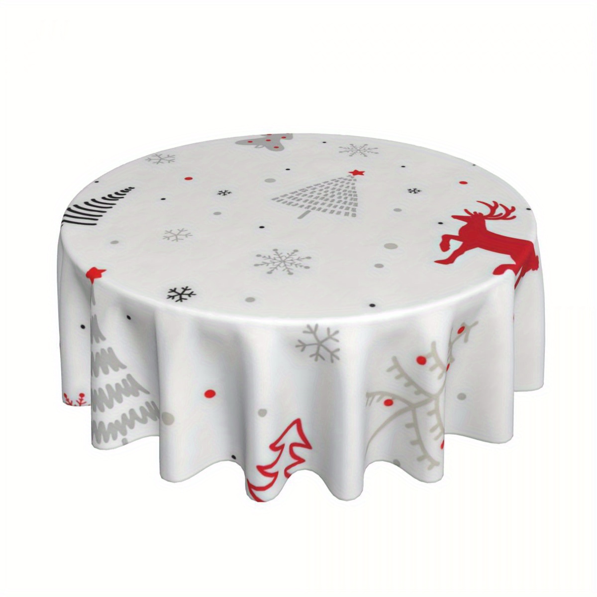 

Christmas Round Tablecloth - Waterproof & Oil-resistant Polyester, Heat-insulating, Print For Holiday Parties & Dining Decor, Coffee Table Cover, Tablecloth