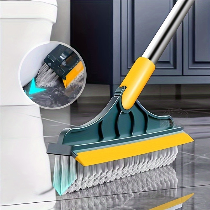 

1pc 3-in-1 Stainless Steel Long Handle Floor Scrub Brush, Adjustable Angle Tile Gap Scrubber, Uncharged Plastic Cleaning Brush For Household Use