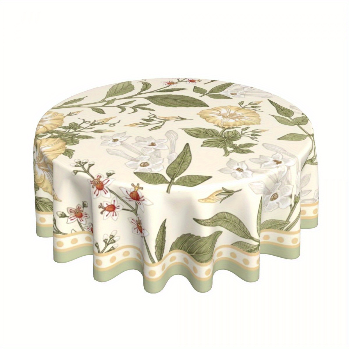 

Jit1pc Round Polyester Print Tablecloth - Waterproof, Oil-resistant, Heat-resistant, Christmas Party Table Cover, Machine-made, Round Shape, Polyester Material