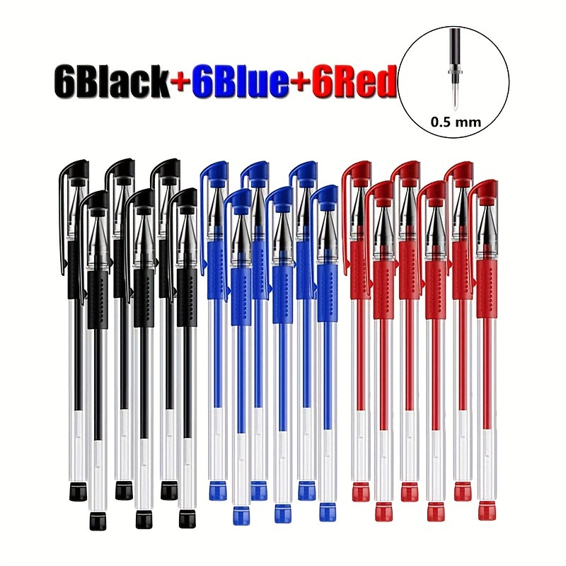 TEMU 18 Pack Medium Point Ballpoint Pens Set - Durable Plastic, Click-off  , Smooth Writing For Office And School Supplies, Ideal For Ages 14+ - Assorted Classic Colors