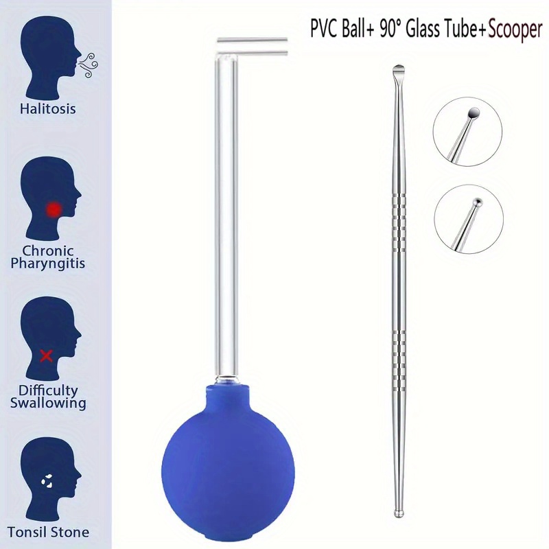 Image of 3pcs Glass Tube Tonsil Stone Remover Kit With Long Scooper & Vacuum Tool - Safe Gentle Tonsil Cleaner For Tonsil Stone Removal, Oral Care, Operation (for S &) - Durable Glass/metal