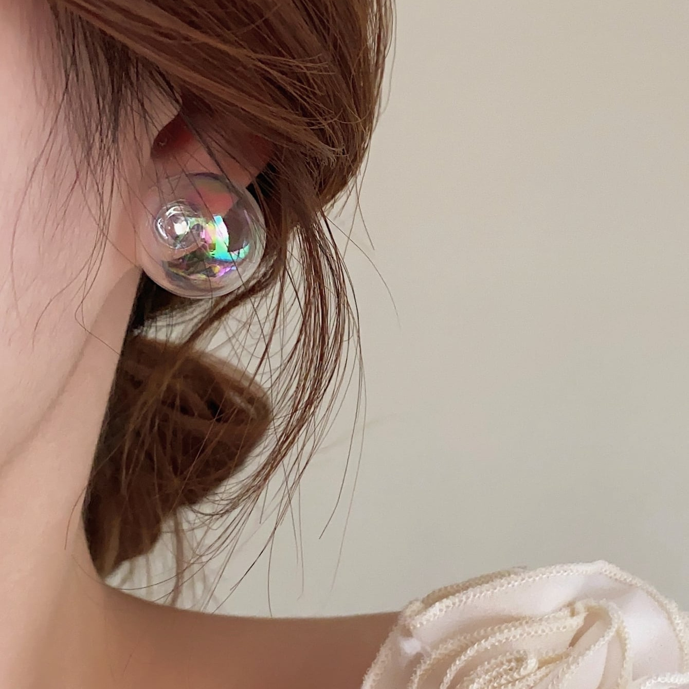 TEMU A Pair Of Minimalist And Uniquely Designed Transparent Ball Stud Earrings With Minimalist Style Earring Accessories