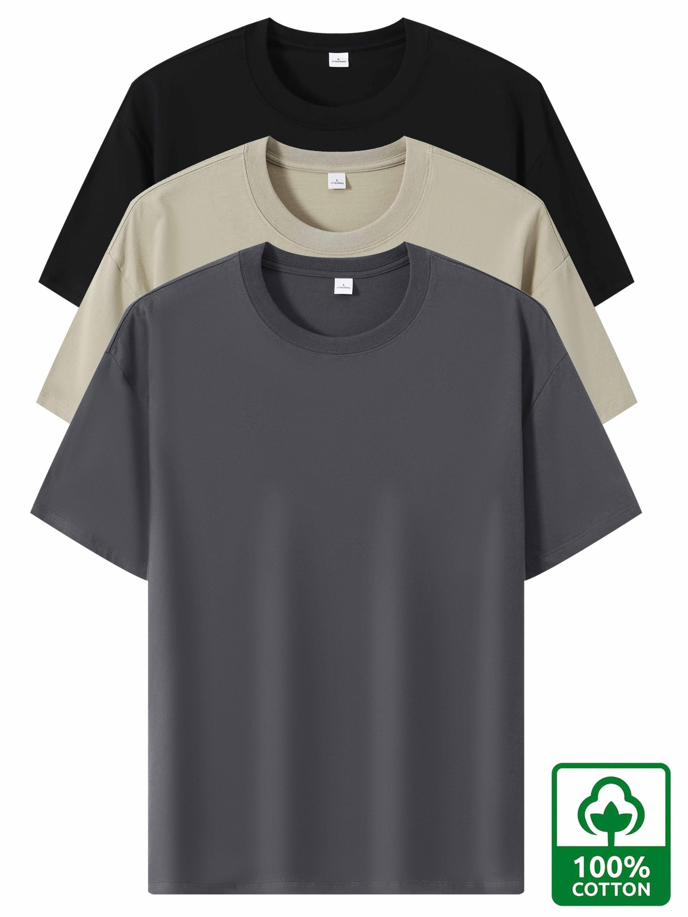 3 pcs mens 100 cotton solid t shirt casual short sleeve crew neck tee mens clothing for summer outdoor