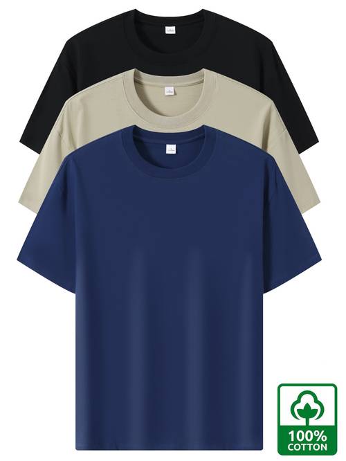 set van 3 zware 100% heren t-shirts, met korte mouwen voor zomerse casual kleding