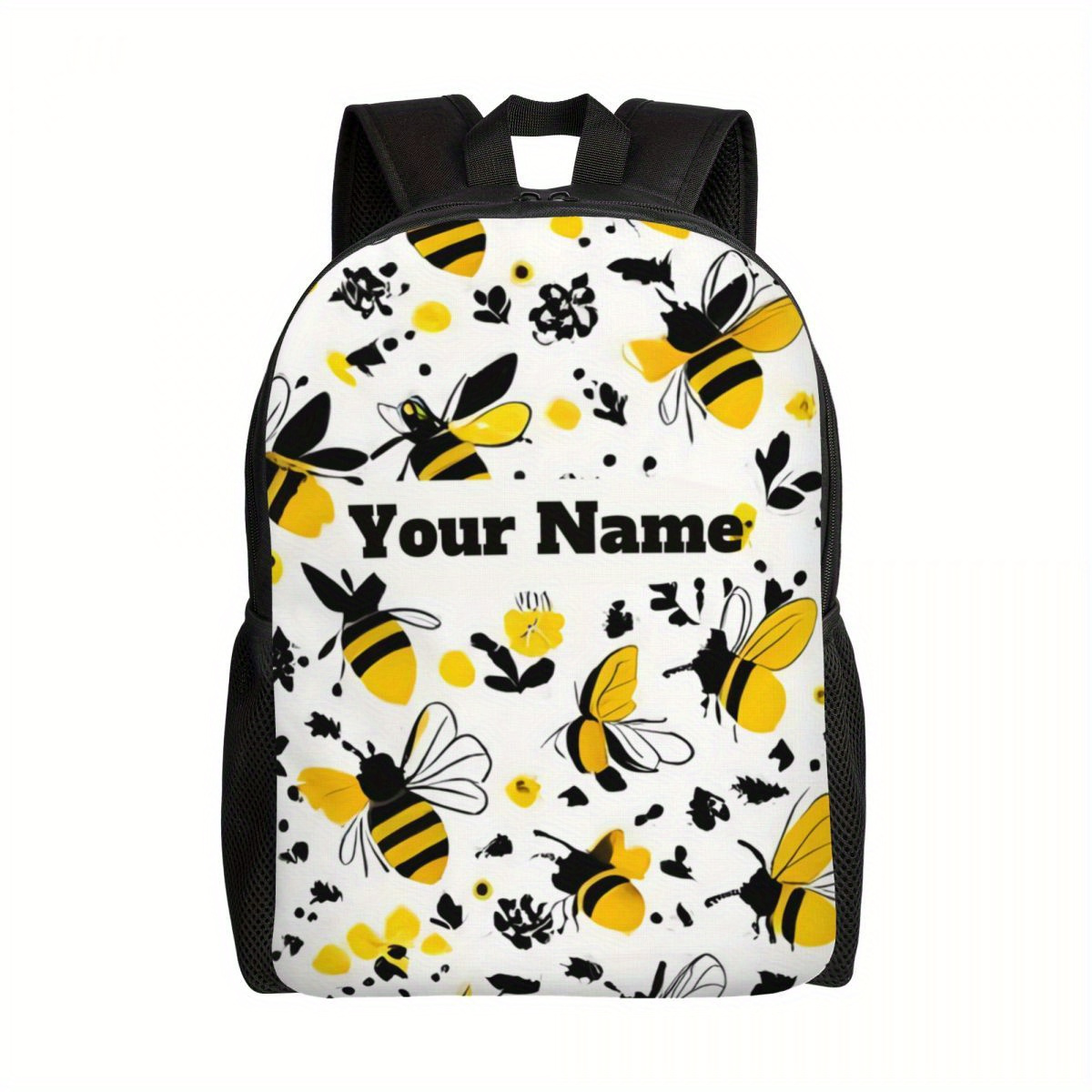 

Personalized Bees Backpack - Lightweight And Casual For School, Travel, Or Work - Add Your Name Or Logo