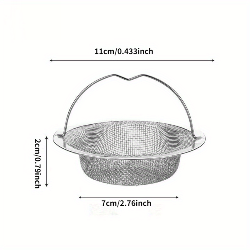 1pc Modern Stainless Steel Round Sink Strainer with Handle - Anti-Clog Mesh Filter for Kitchen and Bathroom Sinks, No Power Needed