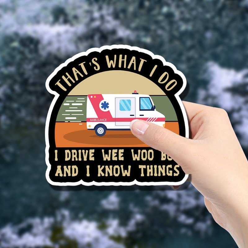 

Funny 'i Drive Wee Woo Bus' Vinyl Sticker - Perfect For Ambulance & Drivers, Ideal For Laptops, Water Bottles, Cars, And More