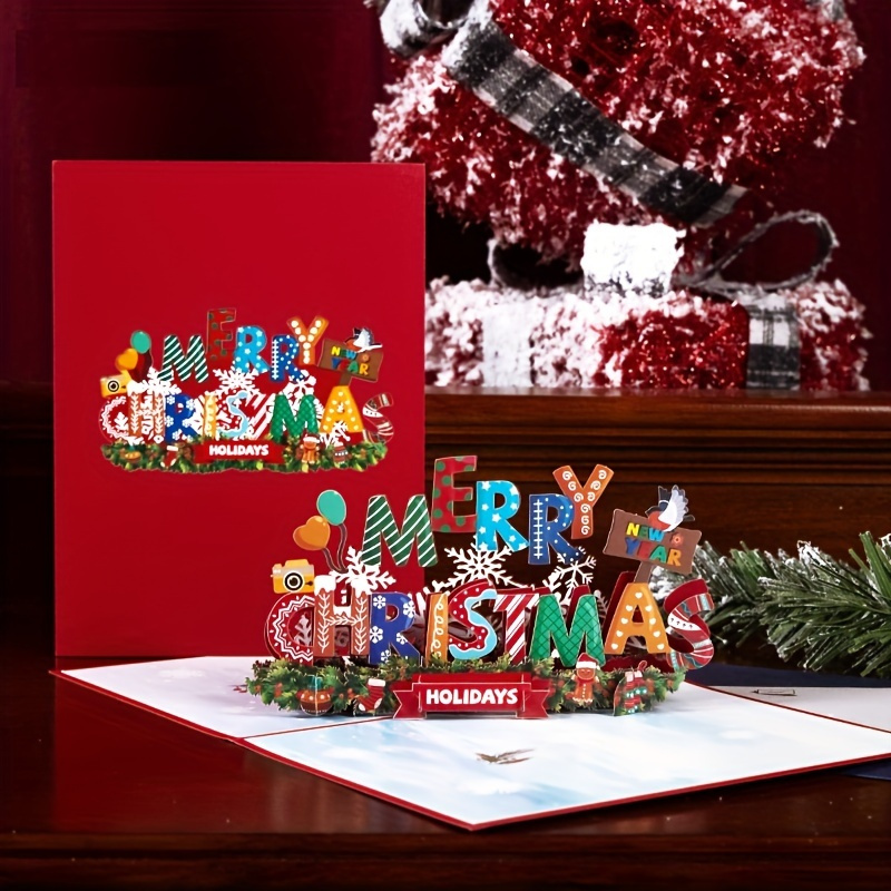 Image of 3d Pop-up Merry Christmas Card - Perfect For Mom, Grandma, Dad, Teacher | Festive Holiday & Winter Greeting, Christmas Accessories