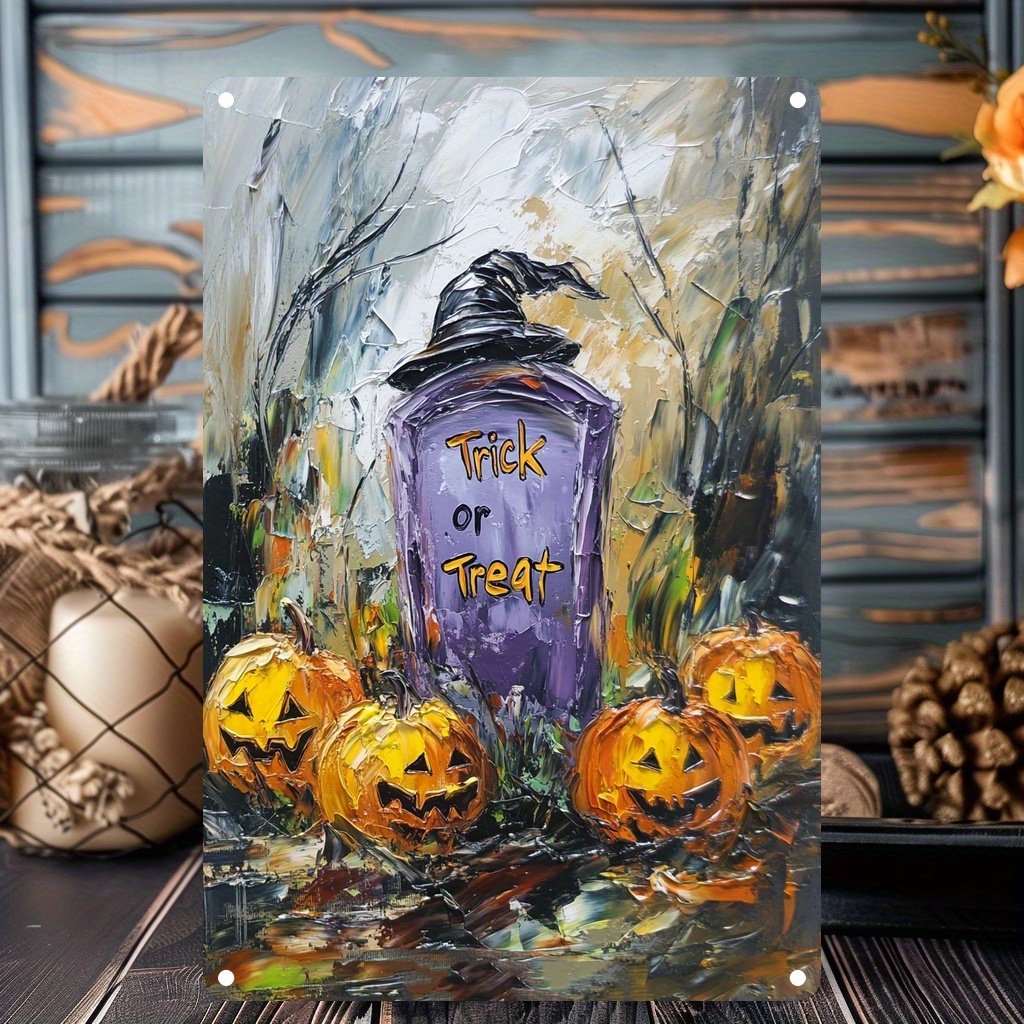 고전적인 할로윈 묘지 금속 표지판 호박 장식 트릭 오어 트릿 새겨진 보라색 묘비 가정 사무실 및 팬 컬렉션을 - Temu  Republic of Korea, image size:1024x1024