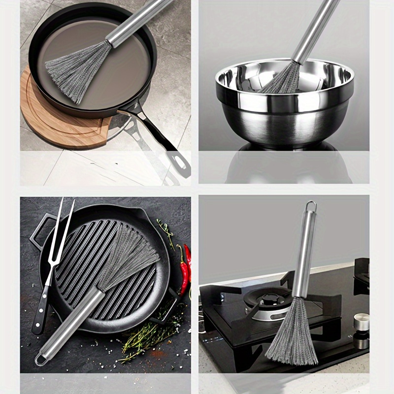 

Stainless Steel Kitchen Scrubbers With Long Handles - Effortless Cleaning For Pots & Dishes