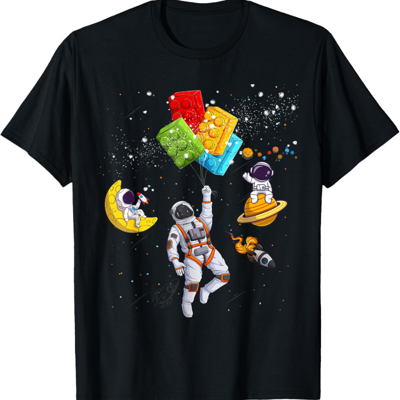 

Space Astronaut Funny Building Blocks Bricks T-shirt