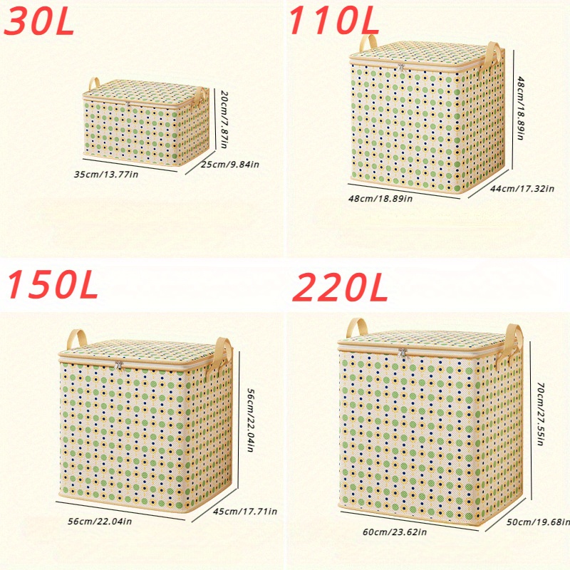 1pc large capacity flower dot storage bag waterproof non woven fabric rectangular with elegant design multi purpose wardrobe organizer for clothes quilts blankets toys snacks living room bedroom   storage under bed storage details 3