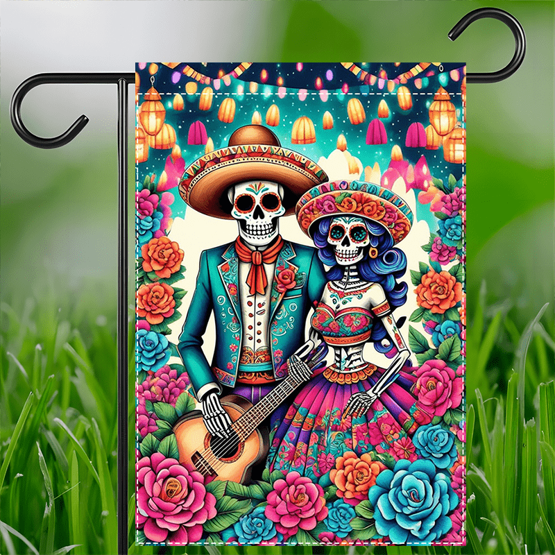 

Day Of The Flag - 1pc, 12x18 Inch, Double-sided, Fade-resistant Polyester Burlap, Mexican Festival Themed, Decorative House Banner For Courtyards & , No Flagpole Required