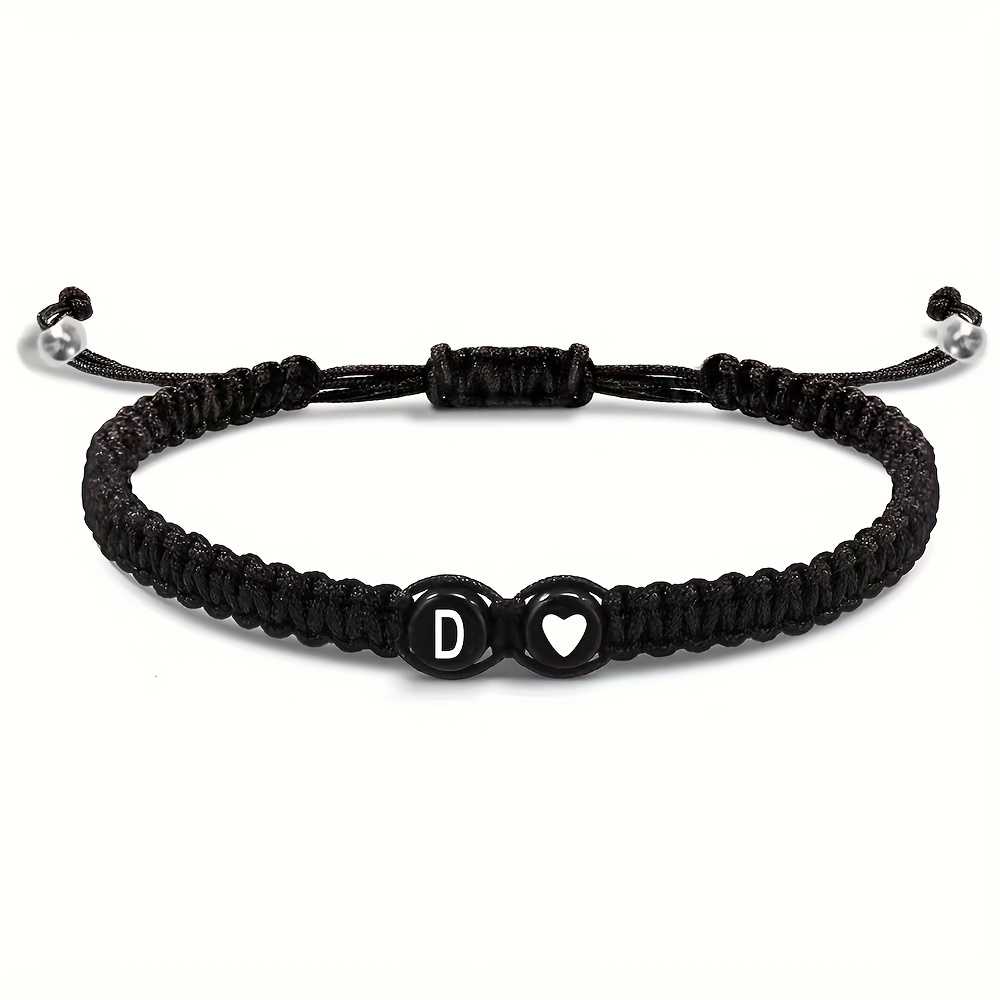 Adjustable A Initial Beaded Bracelet with Knot Closure
