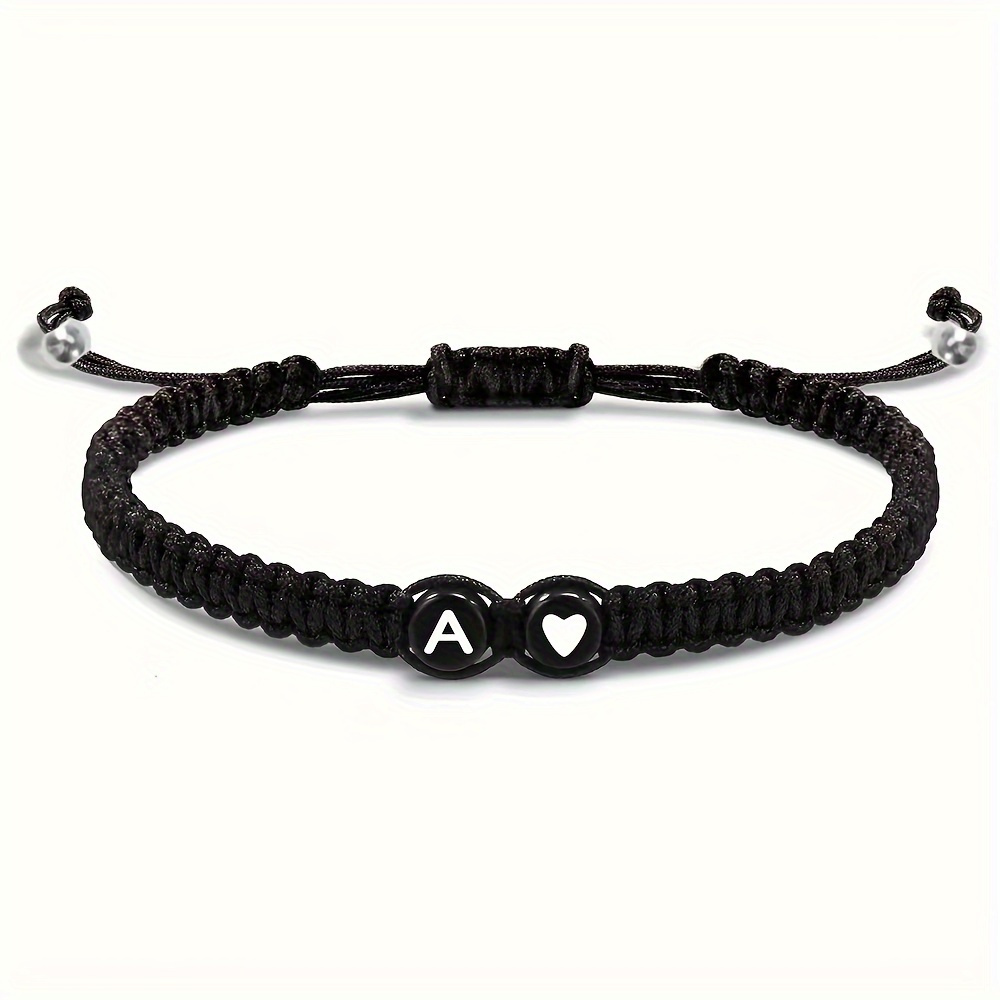 Adjustable A Initial Beaded Bracelet with Knot Closure