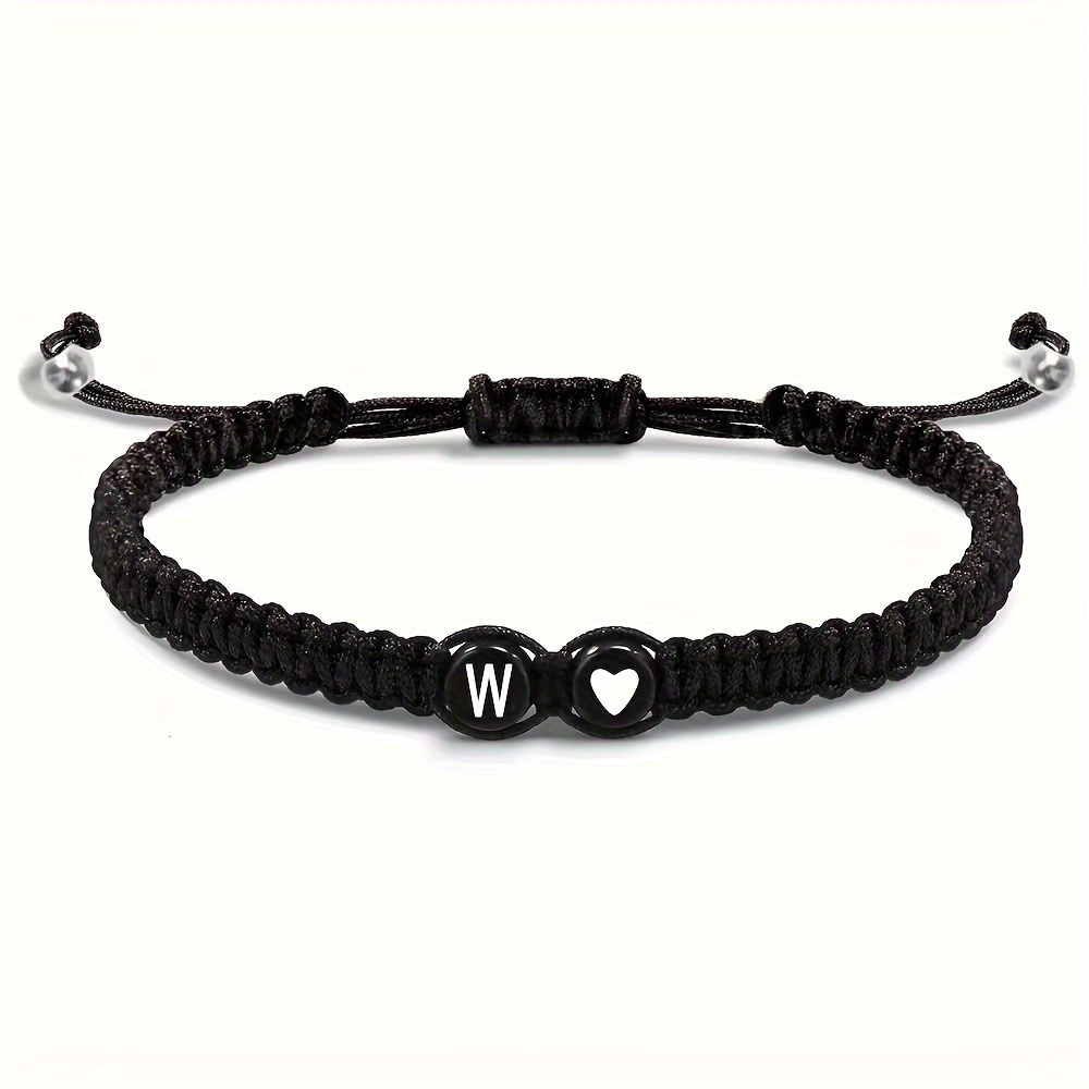 Adjustable A Initial Beaded Bracelet with Knot Closure