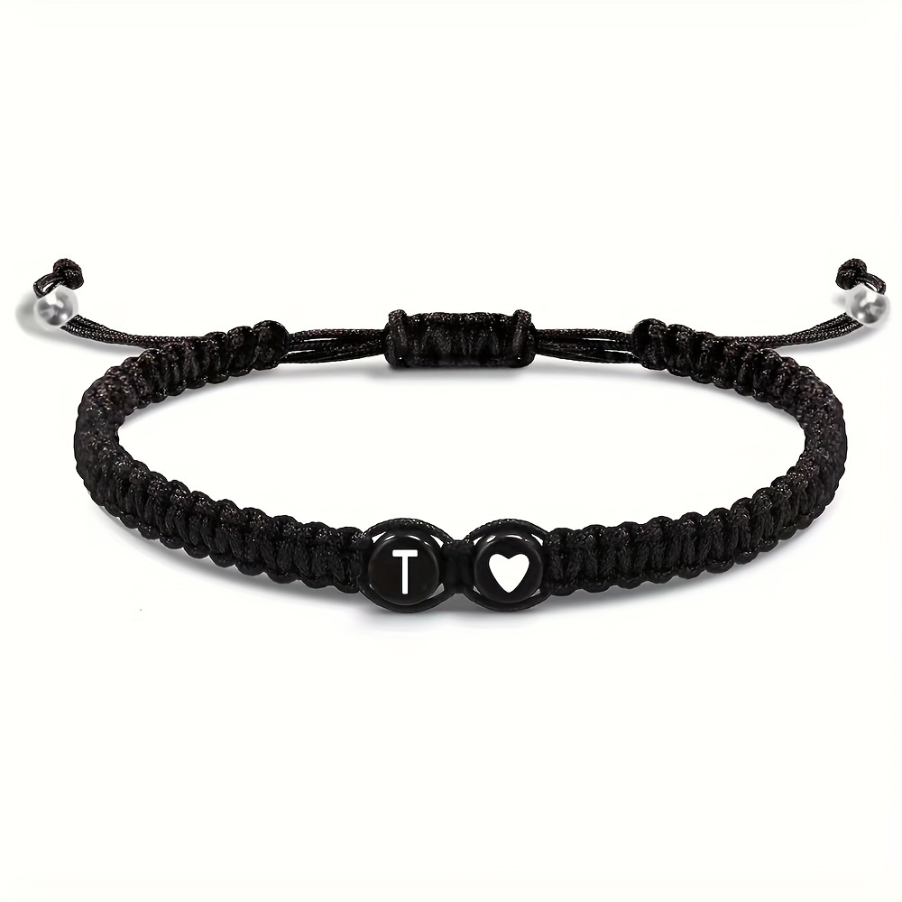 Adjustable A Initial Beaded Bracelet with Knot Closure