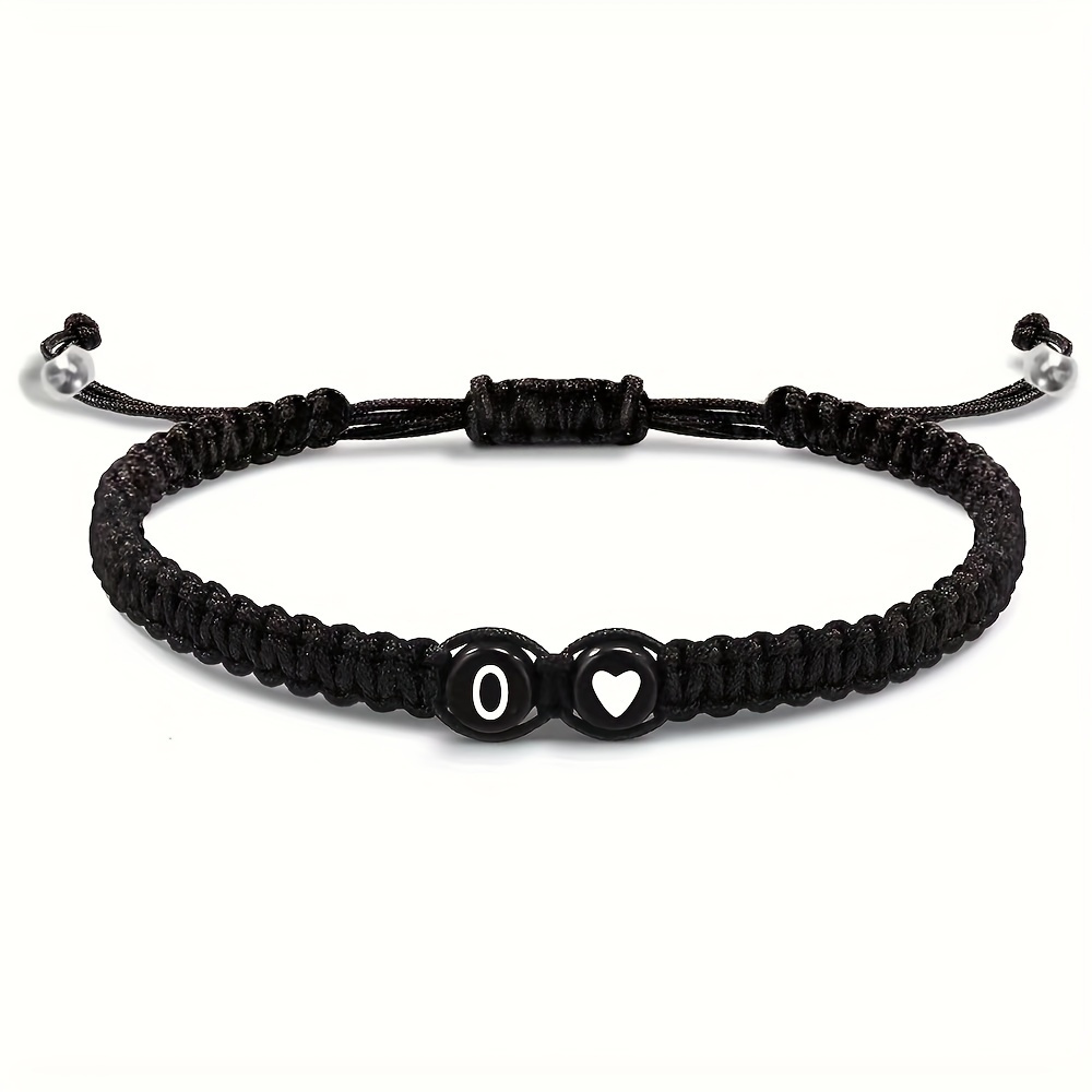 Adjustable A Initial Beaded Bracelet with Knot Closure