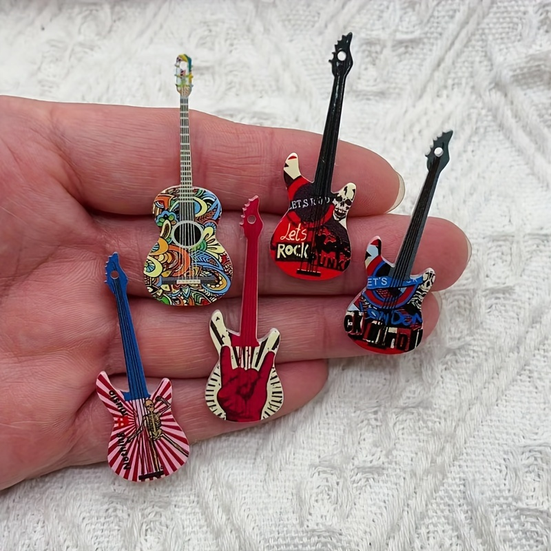 

10pcs Acrylic Mini Guitar Charms, Ideal Accessories For Necklace Bracelet Keychain Jewelry Making